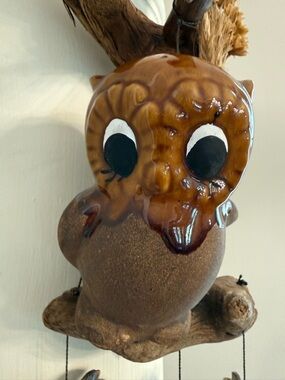 Vintage Brown Ceramic Owl Wall Hanging - Rustic Home Wall Decor